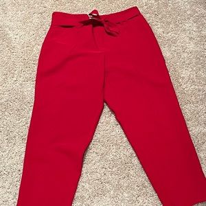 Cleo Every Body Red Cropped Pants with Tie Belt